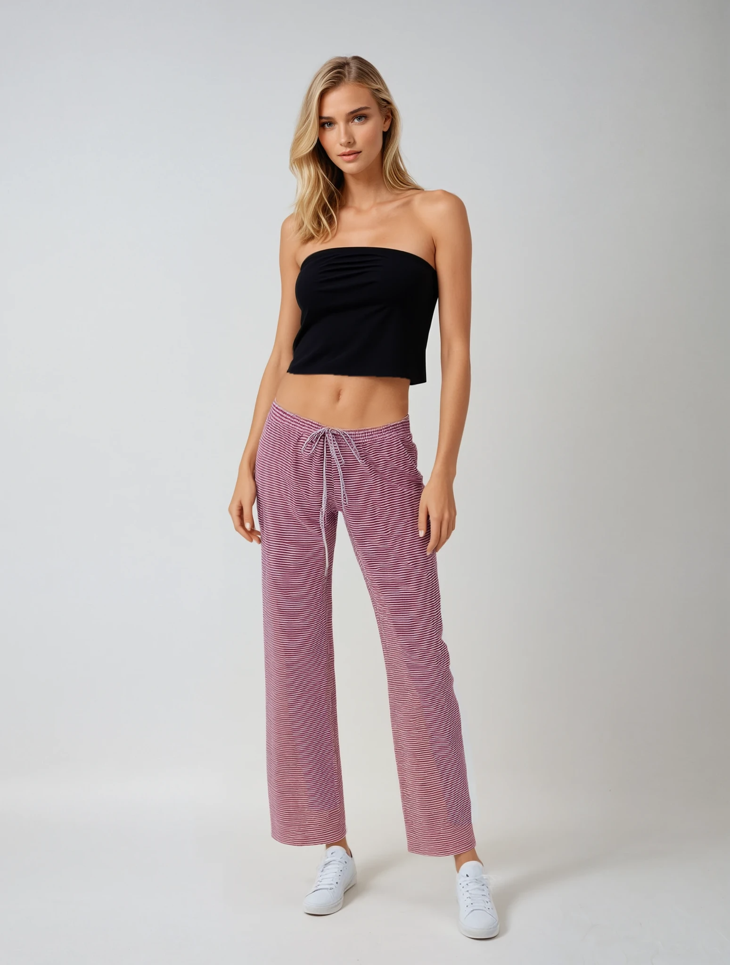 Striped Drawstring Baggy Sweatpants