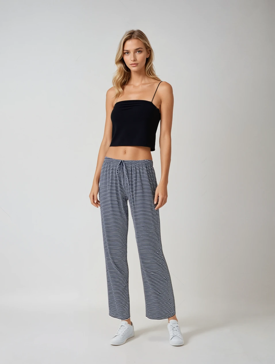 Striped Drawstring Baggy Sweatpants