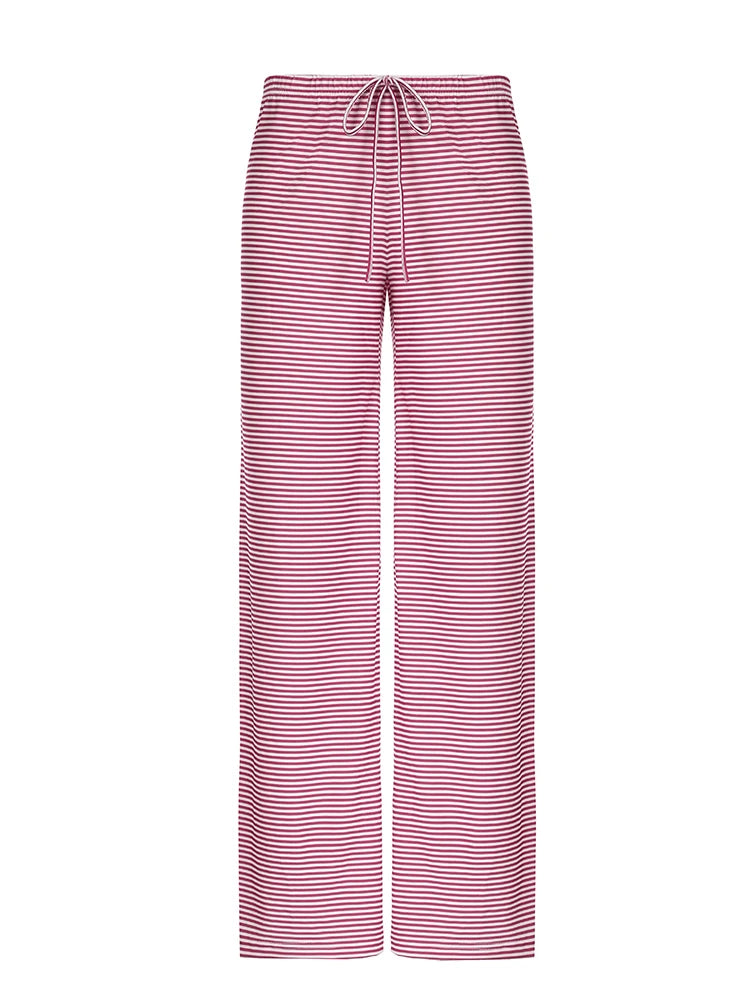 Striped Drawstring Baggy Sweatpants