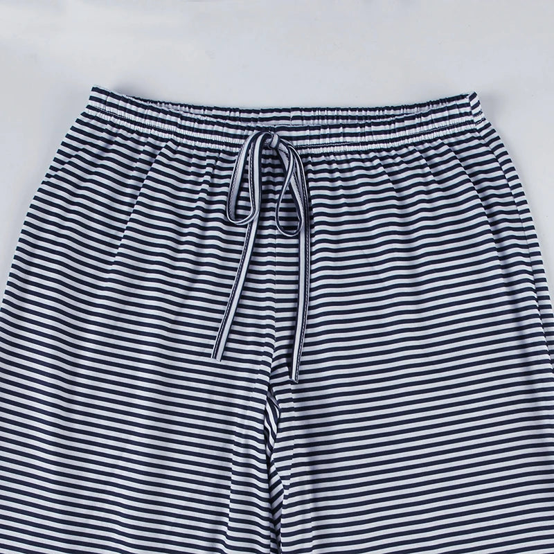 Striped Drawstring Baggy Sweatpants