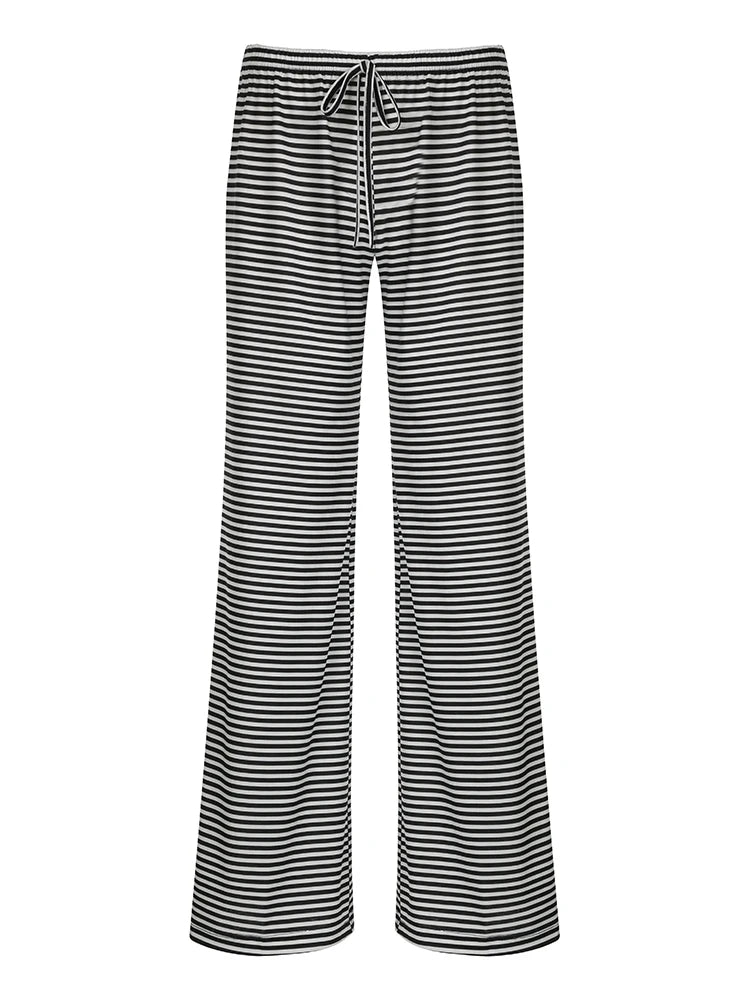 Striped Drawstring Baggy Sweatpants